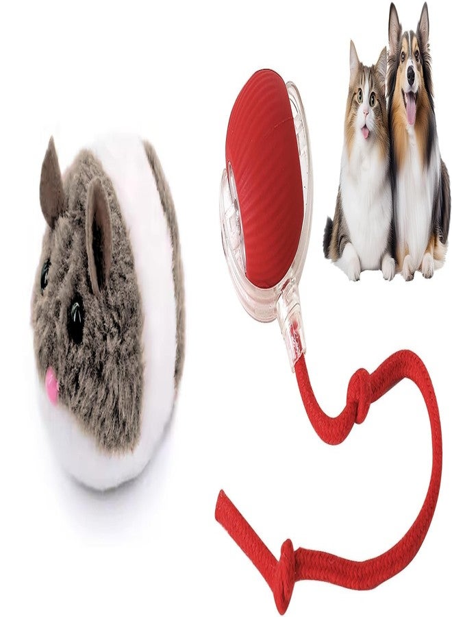 PET FUN Wind-Up Mouse Toy with Twirling Tail for Cats & Kittens | Plush Interactive Play Interactive Cat Ball Toy with Rope Tail | Smart Rolling Indoor Play Ball | Multicolour Combo of 2 - Image 1